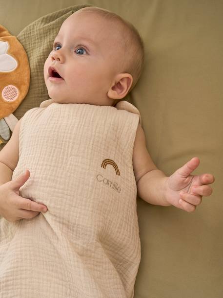Summer Baby Sleeping Bag in Organic Cotton* Gauze, No Lining coral+grey blue+vanilla - vertbaudet enfant 