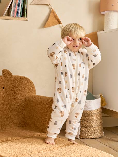 Combinaison PETIT ELEPHANT, manches longues amovibles blanc imprimé - vertbaudet enfant 