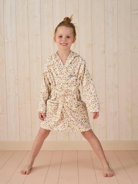 Bathrobe with Recycled Cotton for Children, Little Unicorn printed white - vertbaudet enfant 
