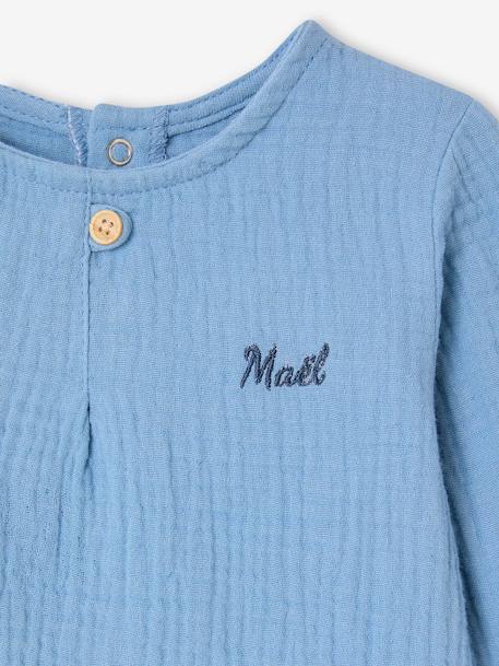 Baby shirt in cotton gauze pale blue - vertbaudet enfant 