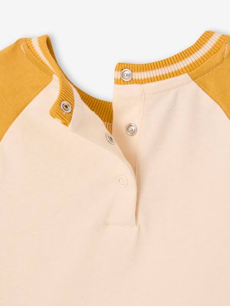 Organic cotton long-sleeved 'cool baby' T-shirt for babies green+mustard - vertbaudet enfant 