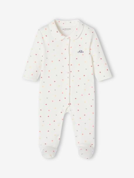Sleepsuit baby gift set and 2 personalised little heart bodysuits sweet pink - vertbaudet enfant 