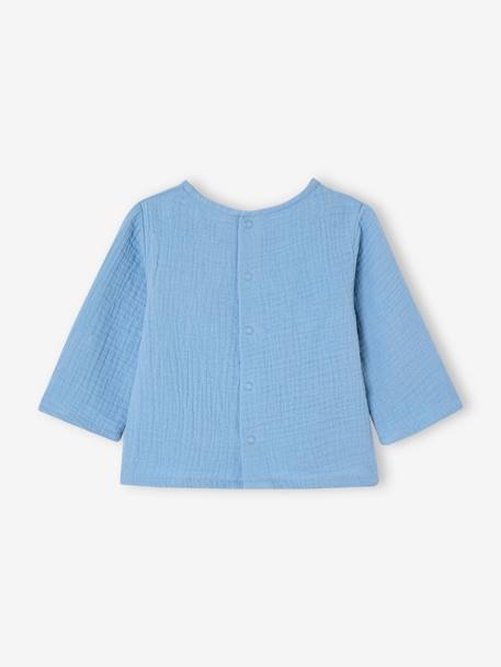 Baby shirt in cotton gauze pale blue - vertbaudet enfant 