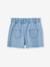 Short en jean brodé fleurs oversize fille bleu clair - vertbaudet enfant 