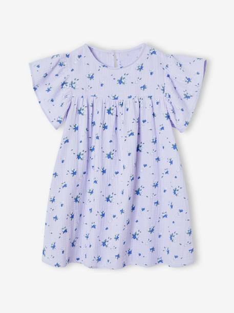 Robe fille en gaze de coton imprimée beige+beige imprimé+lavande+rose+rose pâle+vanille - vertbaudet enfant 