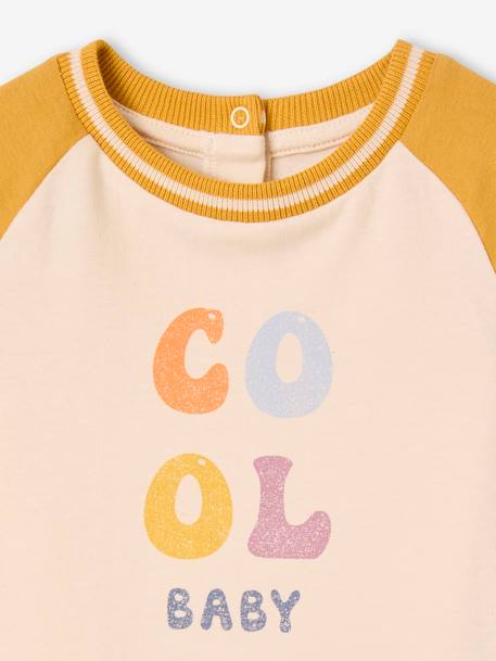 Organic cotton long-sleeved 'cool baby' T-shirt for babies green+mustard - vertbaudet enfant 