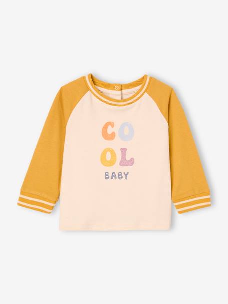 Organic cotton long-sleeved 'cool baby' T-shirt for babies green+mustard - vertbaudet enfant 