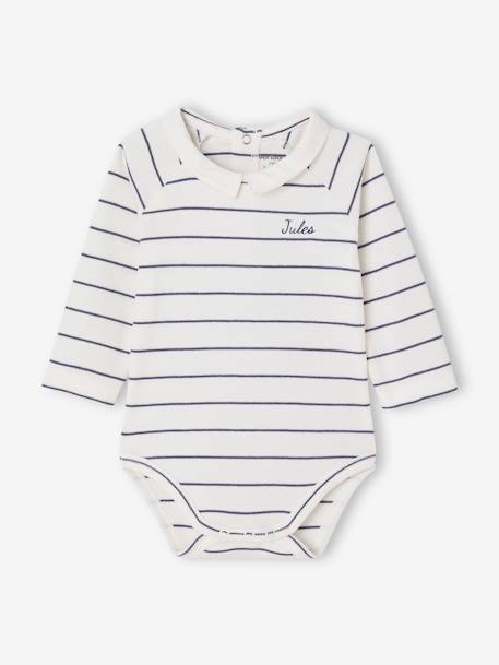 Body manches longues bébé avec col en popeline écru - vertbaudet enfant 