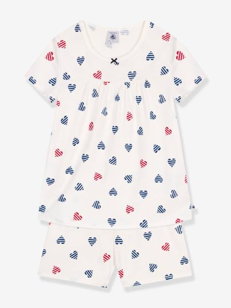 Heart Print Pyjamas for Children, PETIT BATEAU white - vertbaudet enfant 