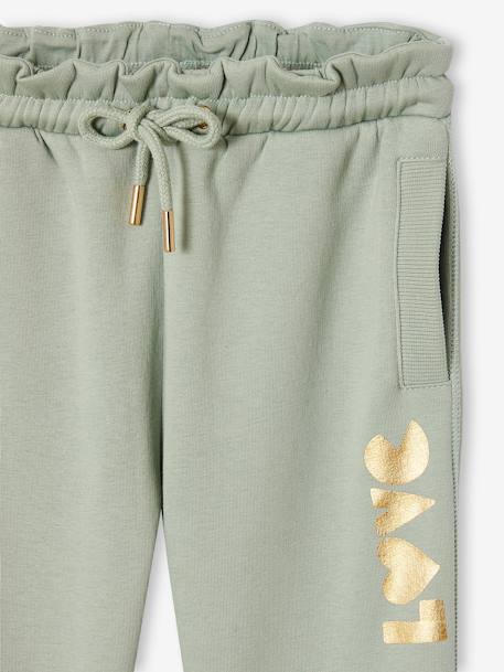 Jogging fille molleton motif love irisé rose+vert sauge - vertbaudet enfant 