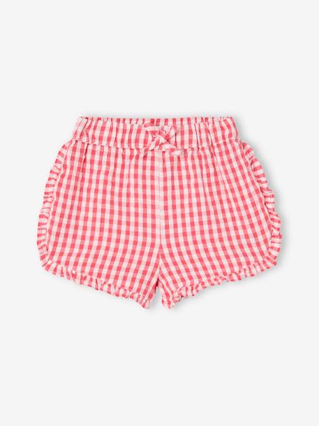 Seersucker Gingham Shorts for Babies chequered red - vertbaudet enfant 