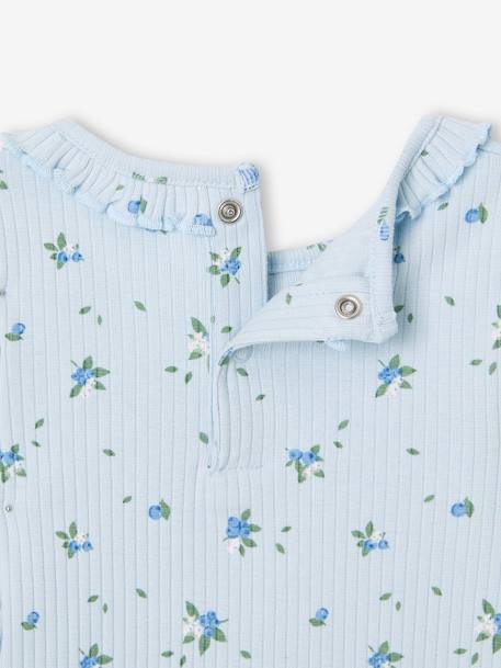 T-shirt bébé en maille côtelée manches longues bleu ciel+rose pâle - vertbaudet enfant 