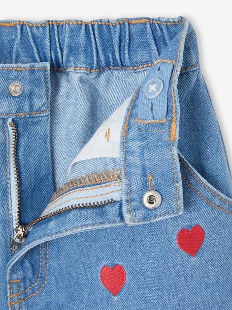 Girls' denim shorts with heart motifs medium blue - vertbaudet enfant 