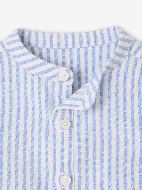 Striped Shirt & Trousers Set for Babies navy blue - vertbaudet enfant 