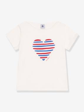 Tee-shirt enfant manches courtes coeur - vertbaudet enfant Fille-T-shirt, sous-pull-T-shirt-Tee-shirt enfant manches courtes coeur
