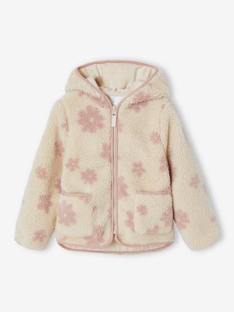 Veste fille sherpa motifs écru+vanille - vertbaudet enfant 