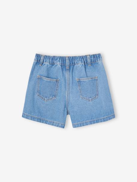 Girls' denim shorts with heart motifs medium blue - vertbaudet enfant 