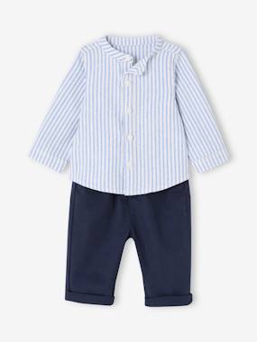 -Ensemble bébé chemise rayée + pantalon 