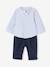 Striped Shirt & Trousers Set for Babies navy blue - vertbaudet enfant 