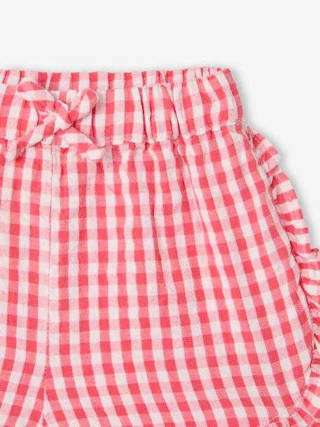 Seersucker Gingham Shorts for Babies chequered red - vertbaudet enfant 