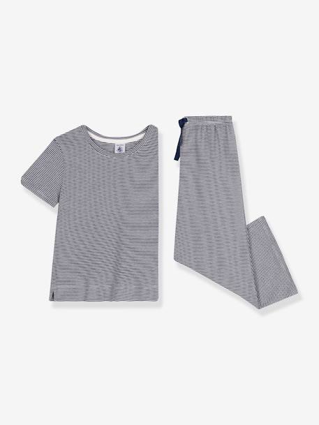 Pyjama enfant manches courtes jambes amples rayé marine - vertbaudet enfant 