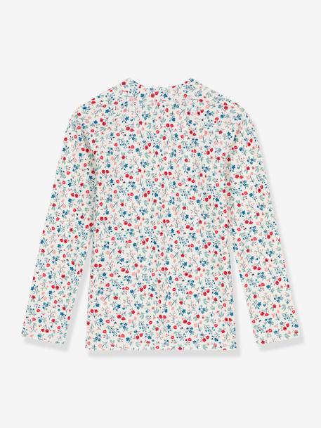 Tee-shirt de bain fleuri anti UV enfant manches longues blanc - vertbaudet enfant 