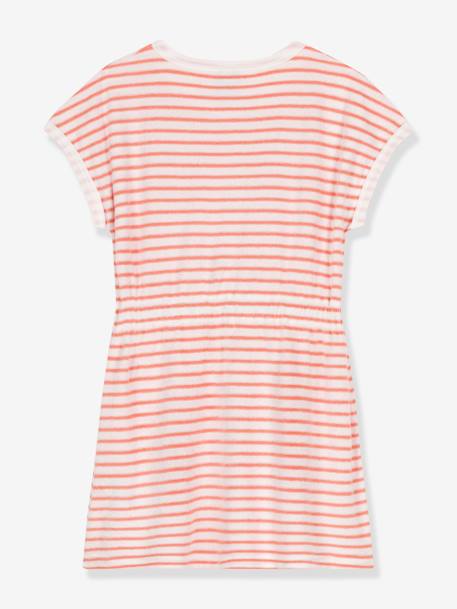 Robe à rayures en éponge fille abricot - vertbaudet enfant 