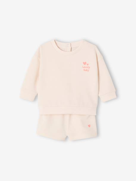 Sweatshirt & Shorts Set for Babies ecru - vertbaudet enfant 