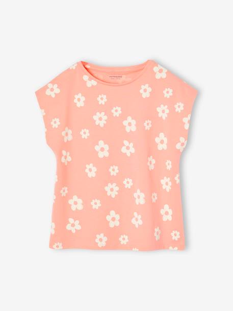 Lot de 3 tee-shirts fille fantaisie manches courtes bleu grisé+bleu pâle+rose poudré - vertbaudet enfant 
