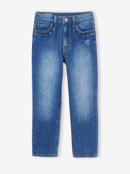 NARROW Hip, Straight Leg MorphologiK Jeans for Girls bleached denim+deep blue+stone - vertbaudet enfant 