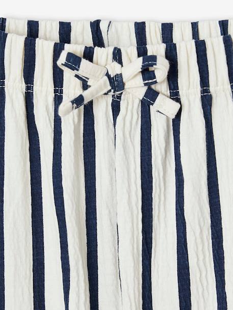 Wide-Leg Leggings with Honeycomb Effect for Girls coral+mauve+printed white+sage green+striped white - vertbaudet enfant 