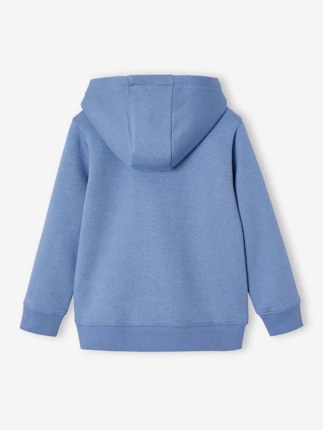 Sweat garçon zippé à capuche motif poitrine blanc chiné+bleu chambray+ocre+rouge+turquoise - vertbaudet enfant 