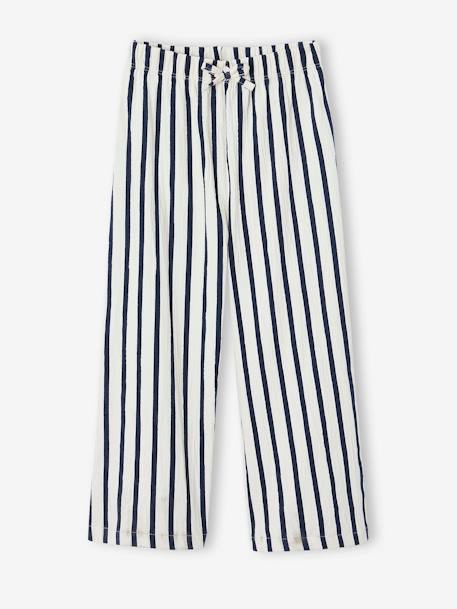 Pantalon fille legging large blanc imprimé+corail+mauve+rayé blanc+vert sauge - vertbaudet enfant 