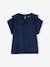 T-shirt fille col brodé fantaisie corail+écru+marine - vertbaudet enfant 