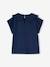 T-shirt fille col brodé fantaisie corail+écru+marine - vertbaudet enfant 
