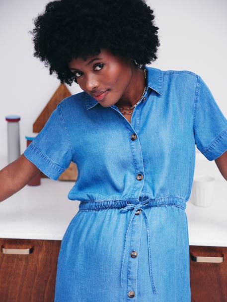Long Shirt Dress in Lyocell, Maternity & Nursing stone - vertbaudet enfant 