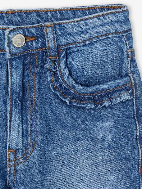NARROW Hip, Straight Leg MorphologiK Jeans for Girls bleached denim+deep blue+stone - vertbaudet enfant 