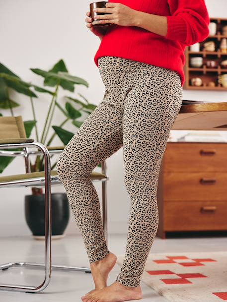 Organic Cotton Leopard Print Leggings for Maternity printed black - vertbaudet enfant 