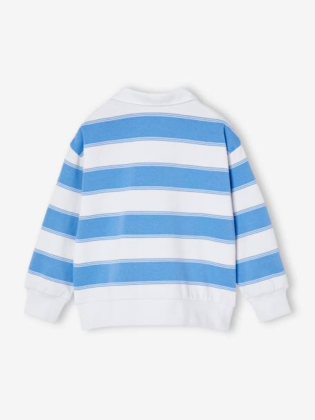Striped Sweatshirt with Polo Shirt Collar for Boys striped blue - vertbaudet enfant 