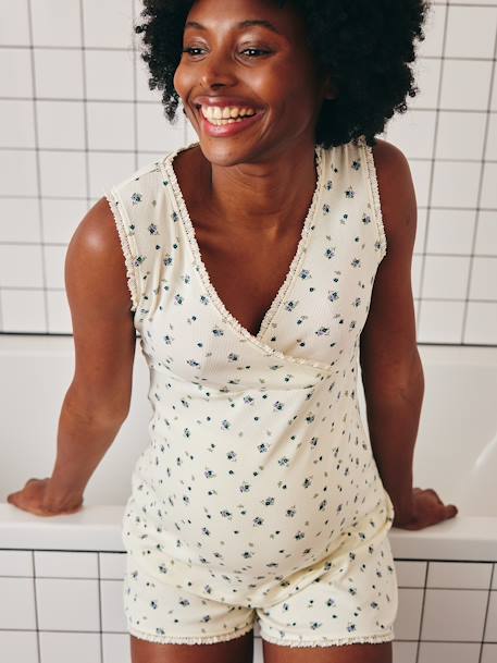 Printed Organic Cotton* Short Pyjamas, Maternity & Nursing ecru - vertbaudet enfant 