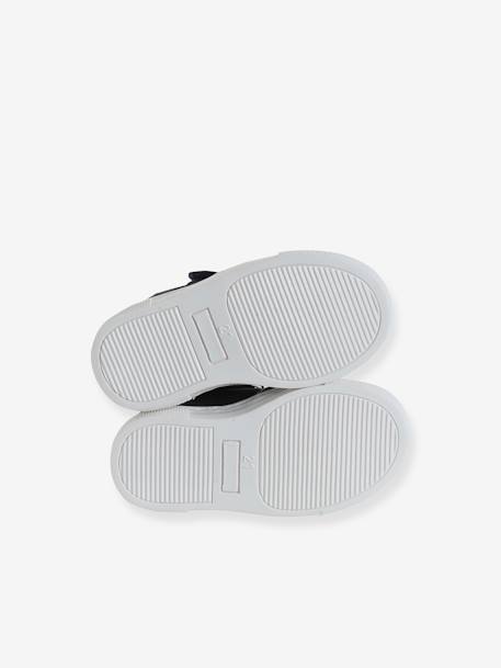 Leather Trainers with Laces and Hook-&-Loop Strap, for Babies navy blue - vertbaudet enfant 