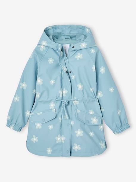 Ciré fille à capuche motifs magiques bleu ciel+rose+sauge imprimé - vertbaudet enfant 