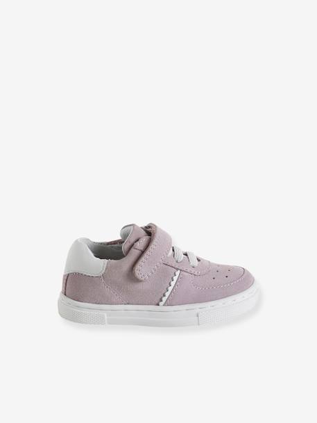 Leather Trainers, Laces & Hook-&-Loop Strap, for Babies fuchsia - vertbaudet enfant 