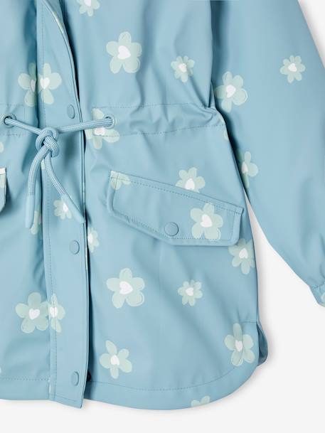 Hooded Raincoat with Magical Motifs for Girls GREEN MEDIUM ALL OVER PRINTED+rose+sky blue - vertbaudet enfant 