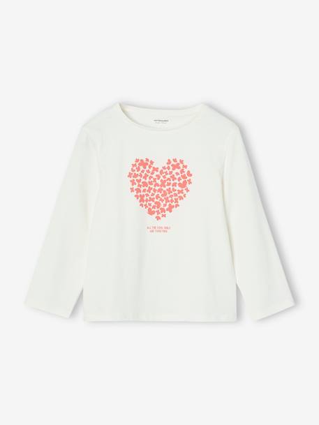Lot de 3 t-shirts fille fantaisie manches longues anthracite+bleu grisé+corail+indigo+rose - vertbaudet enfant 