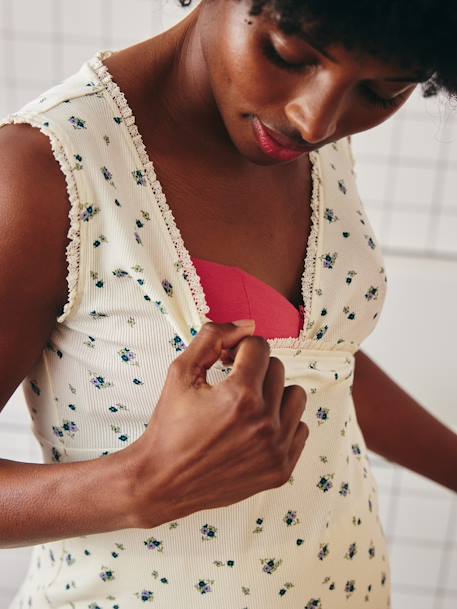 Printed Organic Cotton* Short Pyjamas, Maternity & Nursing ecru - vertbaudet enfant 
