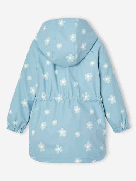 Hooded Raincoat with Magical Motifs for Girls GREEN MEDIUM ALL OVER PRINTED+rose+sky blue - vertbaudet enfant 