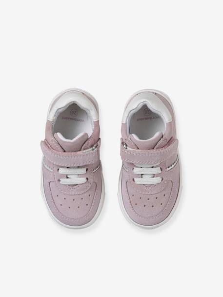 Baskets bébé fille cuir à scratchs fuchsia - vertbaudet enfant 