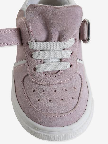 Leather Trainers, Laces & Hook-&-Loop Strap, for Babies fuchsia - vertbaudet enfant 