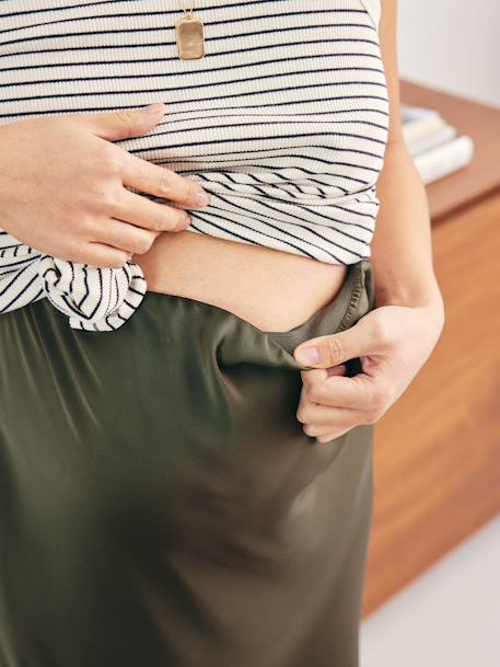 Long Satin-Effect Skirt for Maternity khaki - vertbaudet enfant 